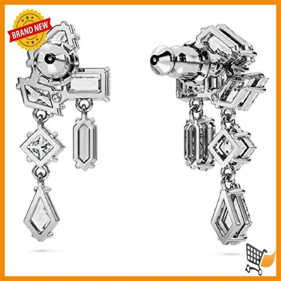 Crystal Drop Earrings Rhodium Setting 1.06 Inch Dangle Jewelry